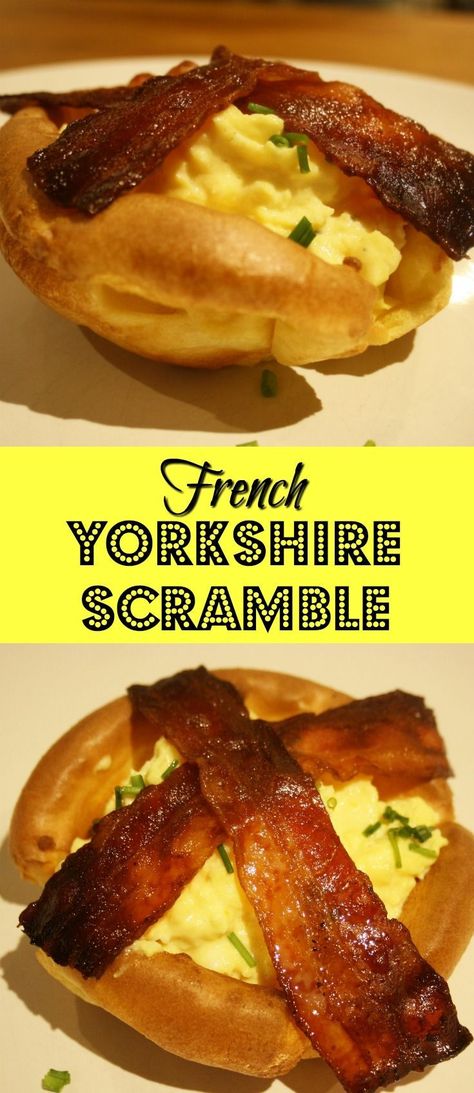 Breakfast Yorkshire Pudding, French Scrambled Eggs, Pudding Ideas, Decadent Breakfast, Yorkshire Pudding Recipes, Ways To Cook Eggs, British Cooking, Yorkshire Puddings, French Recipes