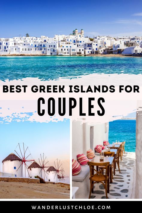 The best Greek islands for couples include Santorini, Mykonos and a few hidden gems! Whether you want to go island hopping, eat delicious food, or find the best photography spots on your vacation, there are plenty of options. If you like the quieter life, there are islands like Paros and Kythira. While if you want a luxury Greek island holiday, perhaps Santorini or Mykonos (with their incredible architecture and views) will be more suitable. #GreekIslands #VisitGreece #TravelInspiration Islands In Greece, Greek Islands To Visit, Incredible Architecture, Best Greek Islands, Couples Holiday, Couples Vacation, Santorini Island, Greece Islands, Mykonos Greece