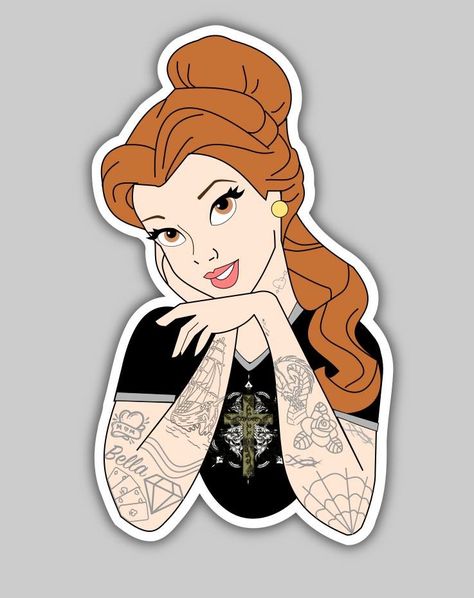 Bella with tattoos created with Inkscape Dark Princess Tattoo Ideas, Dark Disney Princess Tattoos, Tattooed Disney Characters, Tattooed Disney Princesses, Tattoo Disney Princess, Characters With Tattoos, Tattooed Princess, Disney Gone Bad, Dark Disney Tattoo