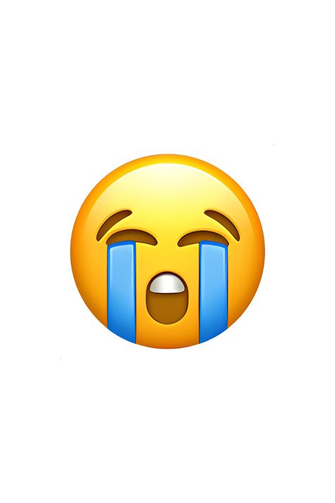 The 😭 Loudly Crying Face emoji depicts a yellow face with closed eyes and a wide open mouth, with tears streaming down its cheeks. The eyebrows are furrowed and the face is contorted in a way that suggests intense sadness or distress. The tears are depicted as blue droplets, and there may be one or several of them depending on the platform. Overall, the emoji conveys a strong sense of emotional pain or anguish. Emoji Icons Faces, Ios Emoji Faces, I Phone Emoji Stickers, I Phone Emojis, Emot Iphone, Crying Emoji Icon, Emoji Crying, Emoji Ip, Emojis Iphone