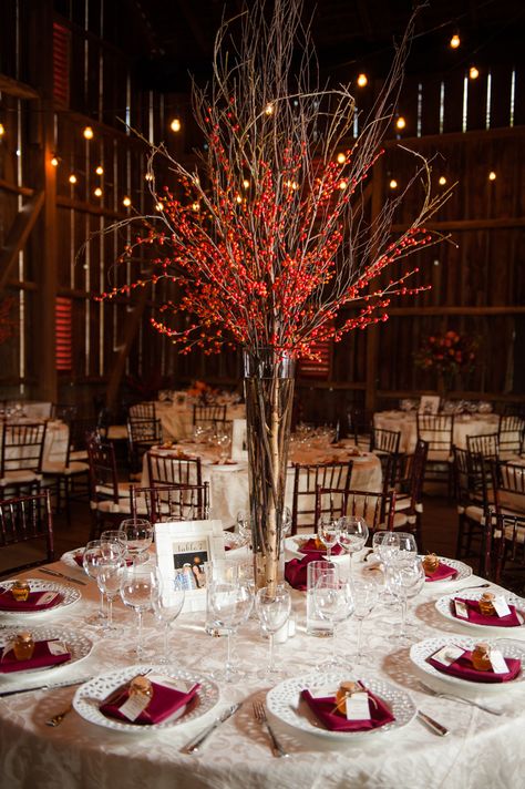 Christmas Wedding Centerpieces, Christmas Wedding Flowers, Red Centerpieces, Wedding Venues In Virginia, Wedding Colors Red, Fire Works, Fall Wedding Centerpieces, Tall Centerpieces, Blue Wedding Flowers