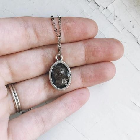 Meteorite Pendant Necklace Meteorite Necklace, Space Necklace, Meteorite Pendant, The Scientist, Bezel Pendant, Shooting Star, Outer Space, Pendant Necklace, Pendant