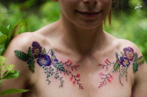 flower tattoos on collar bones Dragon Tattoo Forearm, Clavicle Tattoo, Liz Phair, Dragons Tattoo, Molecule Tattoo, Dragon Tattoo For Women, Pisces Tattoos, Bone Tattoos, Hip Tattoos Women