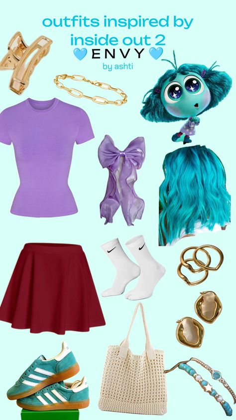 outfits inspired by inside out 2 #insideout #insideout2 #envy Envy Inside Out Outfit Ideas, Halloween Fits, Character Dress Up, Inside Out Characters, Inside Out 2, Party Fits, Story Book, Diy Costumes, Book Characters