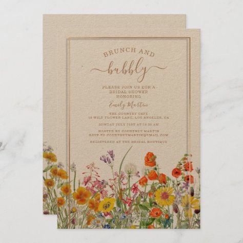 Country Boho Wedding, Wildflower Wedding Theme, Boho Bridal Shower Invitations, Boho Wedding Invitation, Brunch Bubbly, Bridal Shower Flowers, Wedding Invitations Boho, Future Wedding Plans, Wedding 2024