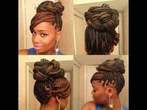 Updo with Bangs | 21 Awesome Ways To Style Your Box Braids And Locs Styles Of Braids, Hairstyles Layers, Box Braids Updo, Hairstyles Color, Poetic Justice Braids, Individual Braids, Big Box Braids, Long Box Braids, Loose Braids