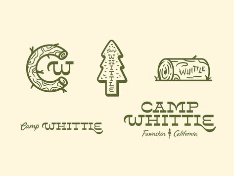 Camp Whittle, Unused Logo System by Cameron Maher on Dribbble Camping Graphic Design, Camping Logo Design, Adventure Graphic Design, Camp Tshirt Designs, Outdoors Logo Design, Cabin Logo, Camping Vector, Town Logo, Outdoor Branding