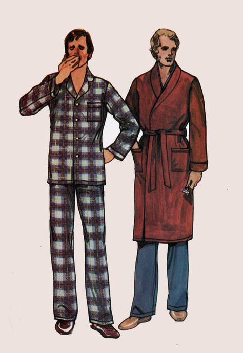 Vintage 1980s Men's Pajamas and Robe Butterick 6367 Vintage 80s Mens Sewing Pattern Size Lg Chest 42 - 44 UNCUT by sandritocat on Etsy Vintage Mens Pajamas, 80s Pajamas Men, Robe Sewing Pattern, Mens Sewing, 1980s Men, Mens Sewing Patterns, Terry Cloth Robe, Men's Pajamas, 80s Men