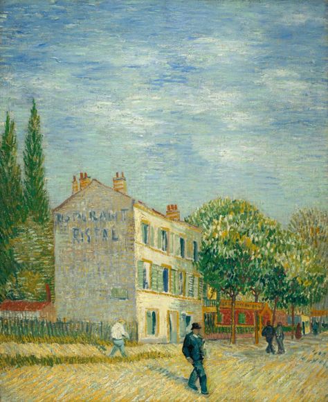 Restaurant Rispal at Asnières | Vincent van Gogh | 1887 | oil on canvas | Nelson-Atkins Museum of Art Restauration Hardware, Vincent Willem Van Gogh, Georges Seurat, Arte Van Gogh, Van Gogh Museum, Art News, Rene Magritte, Dutch Painters, Oil Painting Reproductions