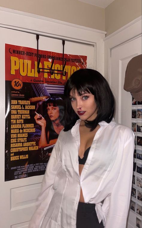 Disfraz Pulp Fiction, Disfraz Mia Wallace, Pulp Fiction Halloween Costume, Mia Wallace Costume, Kostum Halloween, Kostuum Halloween, Movie Halloween Costumes, Halloween Costume Ideas For Women, Costume Ideas For Women