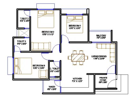 #cadbull #autocad #architecture #3bhk #3bhkhouse #house #layout #houselayout #layoutplan #CAD #caddrawing #dimension #houseplan #autocaddrawing 2d House Plan With Dimensions, Drawing Room Layout, Modern Villa Design Plan, Autocad Layout, One Floor House Plans, Drawing House Plans, Site Plan Design, Floor Plan With Dimensions, Floor Plans House