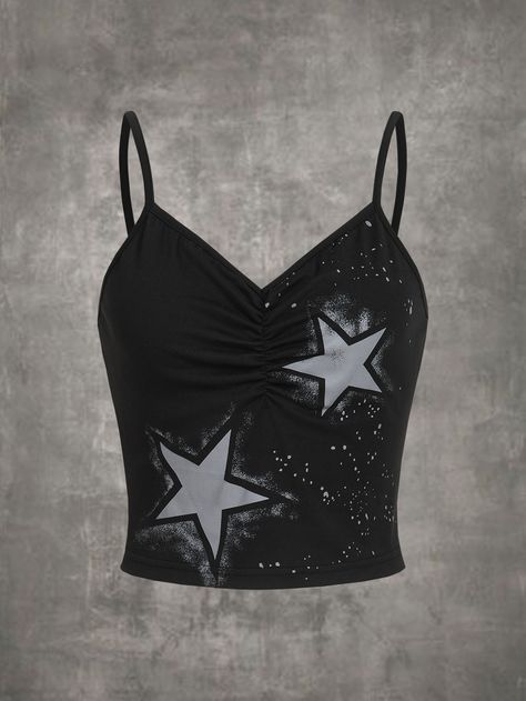 Punk Top, Star Clothing, Alt Outfits, Grunge Punk, Mode Inspo, Dream Clothes, Cami Top, Star Print, Cami Tops