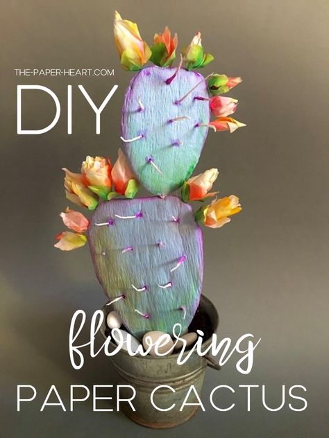 I am a cactus lover. So, to create a crepe paper cactus, especially a flowering one, was my dream and plan for a very long time... This article will show you how to easily make your own ♥ #crepe #paper #project #coffee #filters #home #decoration #DIY #how #tutorial #free #stepbystep #stayhome #create #thepaperheart #vihrarowe Crepe Paper Succulents Diy, Cactus Paper Mache, Crepe Paper Cactus, Paper Mache Cactus Diy, Crepe Paper Succulents, Paper Mache Cactus, Paper Mache Plants, Tissue Paper Cactus, Paper Cactus Diy