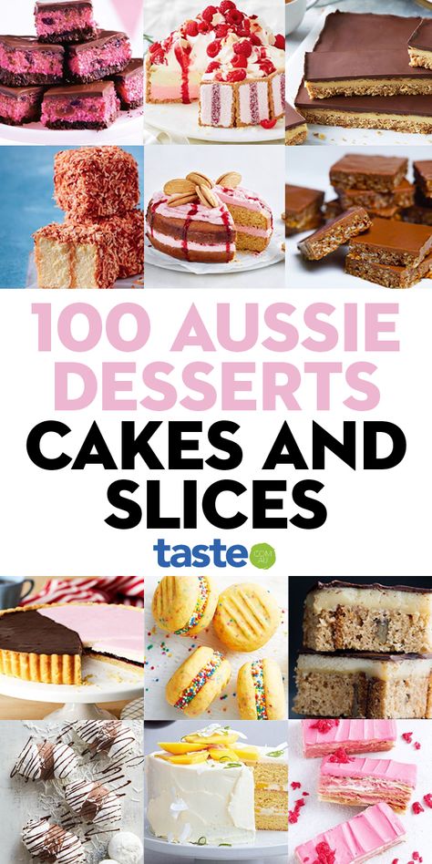 Aussie Buttercream, Australia Birthday Cake, Australian Dessert Recipes, Australian Vanilla Slice Recipe, Aussie Desserts, Dessert Slices, Australian Cake, Australia Cake, Iced Vovo