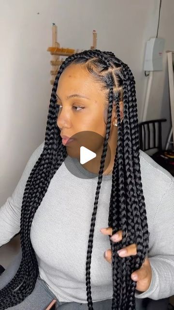 Loose Box Braids Hairstyles, How To Style Big Box Braids, Larger Knotless Braids, Thick Box Braids Hairstyles, Extra Large Box Braids, Loose Braided Hairstyles, Loose Braids Hairstyles, Jumbo Plaits, Braiding Styles For Black Women