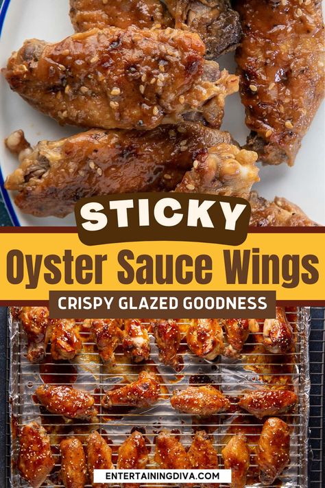 Sticky Oyster Sauce Baked Chicken Wings Sticky Sauce For Wings, Oyster Wings, How To Make Oyster Sauce, Chicken With Oyster Sauce, Oyster Sauce Chicken Wings, Oyster Sauce Chicken, Easy Chicken Wings, Easy Chicken Wing Recipes, Glazed Chicken Wings