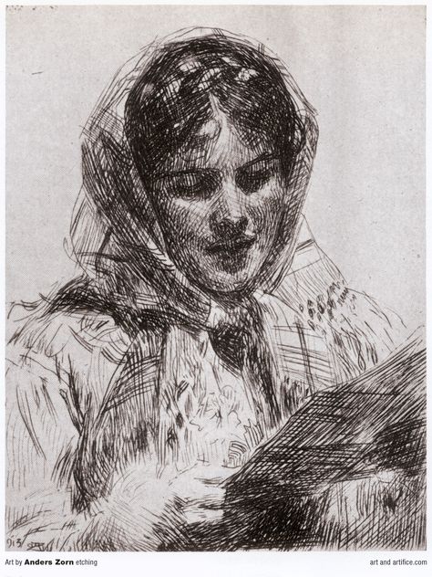 Anders Zorn, etching Anders Zorn, Drypoint Etching, Academic Drawing, Etching Prints, Master Drawing, White Drawing, Charcoal Art, Printmaking Art, Ink Sketch