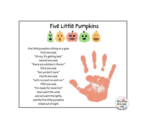 Five Little Pumpkins Orange Handprint Template / DIY Fall - Etsy Ireland Pumpkin Handprint, Handprint Template, Pumpkin Poem, Five Little Pumpkins, Mothers Day Poems, Handprint Craft, Autumn Halloween, Handprint Art, Seasonal Crafts