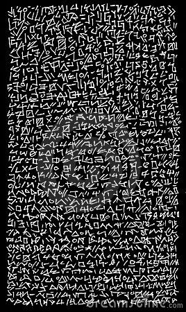 Abstract Alien Art, Alien Hieroglyphics, Alien Writing, Writing Background, Alien Symbols, Alien Words, Abstract Symbols, Black Background Illustration, Asemic Writing