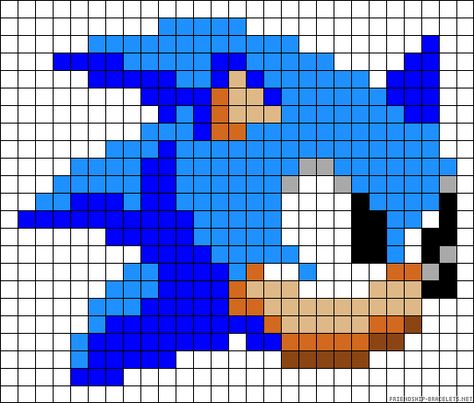 sonic, hog, cartoon, sega, the, hedge hog. A13926 - friendship-bracelets.net Pixel Quilts, Grille Pixel Art, Image Pixel Art, Pixel Quilting, Easy Perler Bead Patterns, Beads Patterns, Art Perle, Pixel Art Templates, Hama Beads Design