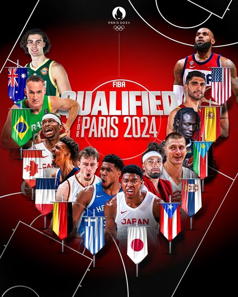 FIBA | Buckle up world. The basketball is going to be HOT in Paris this summer! 🔥 #FIBAOQT x #Paris2024 | Instagram Lithuania Flag, Ukraine Flag, Basic Long Sleeve, Basketball Players, Olympic Games, Lithuania, Dream Team, Serbia, Puerto Rico