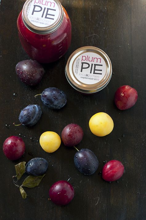 Plum Pie Filling - Water-Bath Canning Plum Pie Filling Recipe, Plum Pie Filling, Canning Plums, Pickled Foods, Domestic Engineer, Tart Flavors, Canned Plums, Pie Fillings, Plum Pie