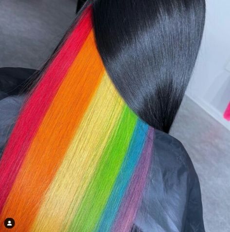 Peekaboo Rainbow Hair IG @alleanvogue Peekaboo Rainbow Hair, Rainbow Peekaboo Hair, Rainbow Peekaboo, Peekaboo Hair, Rainbow Hair, Tie Dye Skirt, Bean Bag Chair, Tie Dye, Dye