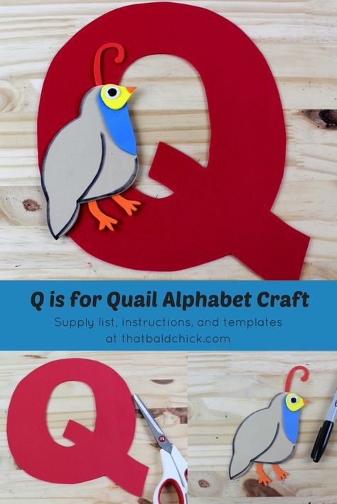 Quail Craft, Letter Q Craft, Q Is For Quail, Q Craft, Letter Q Crafts, Alphabet Letter Crafts, Fall Preschool Activities, Happy Birthday Printable, Alphabet Charts