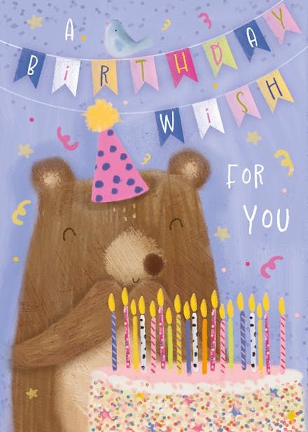 Birthday Poster Diy, Birthday Card Greetings, Happy Birthday Illustration, Happy Bear, Happy Birthday Kids, Happy Birthday Art, Happy Birthday Wallpaper, Card Greetings, Greetings Island