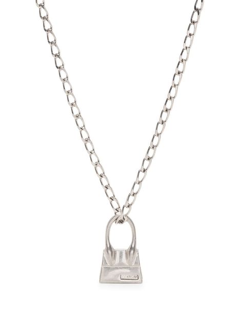 Le Chiquito charm necklace from Jacquemus featuring silver-tone, curb chain, lobster claw fastening, silver-plated hardware and Le Chiquito charm. Jacquemus Le Chiquito, Necklaces For Men, Charm Necklace Silver, Curb Chain, Curator Style, Necklace Silver, Men Necklace, Necklace Designs, Lobster Claw