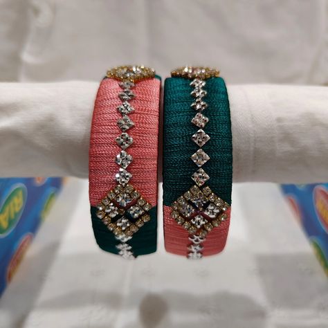 #Thread Bangles - Wearing them shows our tradition being carried forward.. #Silk Thread Bangles are a dainty jewelry piece. Thread Bangles are the perfect accessory for any occasion. With an elegant, classic design and unique color way these bangles will certainly add a pop of color to any outfit..... #Customisation according to your choice of colours and combo.. #DM for more details Silk Thread Bangles Design, Thread Bangles Design, Silk Thread Bangles, Thread Bangles, Stone Bangle, Bangle Designs, Pop Of Color, Silk Thread, Dainty Jewelry