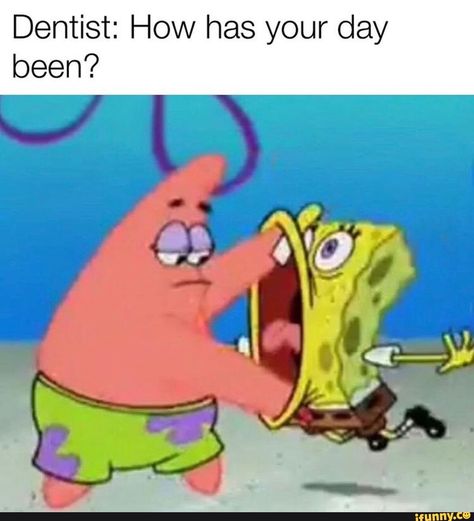 Dentist: How has your day been? – popular memes on the site iFunny.co #minecraft #gaming #rip #yeet #dankmeme #wtf #edgy #spicy #minecraft #anime #cringe #how #has #day #pic Funny Spongebob Memes, Funny Disney Jokes, Spongebob Funny, Minnetonka Moccasins, Disney Jokes, Sponge Bob, Moccasins Mens, Spongebob Memes, School Memes