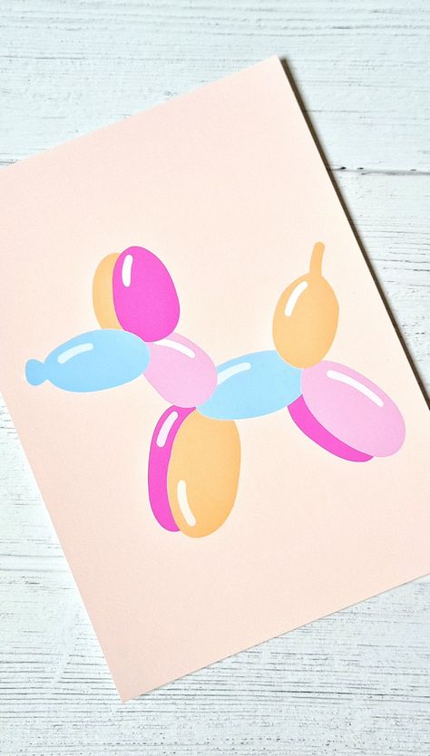 New! Balloon Dog Art Print Balloon Animal Painting, Balloon Dog Painting, Balloon Dog Art, Pastel Interiors, Pastel Accessories, Buttered Toast, Preppy Makeup, Pastel Home Decor, Pastel Poster