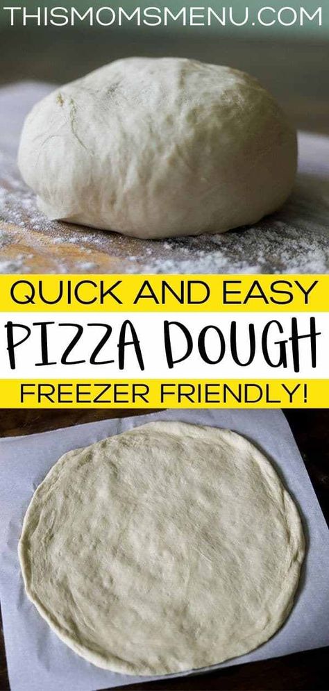 Quick And Easy Pizza Dough, No Rise Pizza Dough, Grilled Pizza Dough, Freeze Pizza Dough, No Knead Pizza Dough, Quick Pizza Dough, Pizza Dough Recipe Easy, Freezable Meals, Easy Pizza Dough