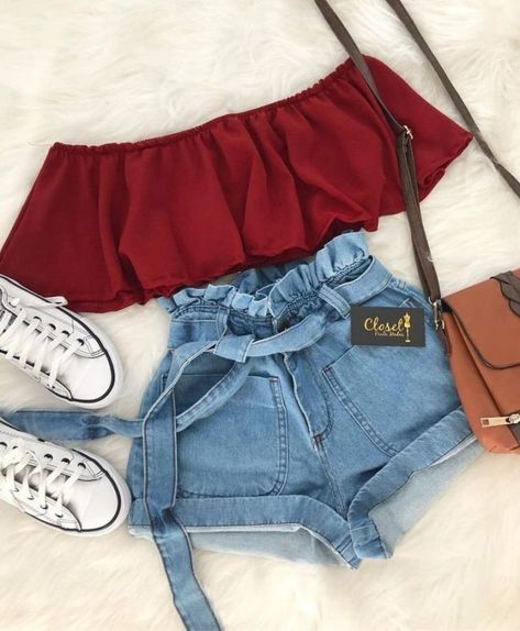 Comment and follow for more summer outfits, fall outfits, outfit inspiration and women's fashion Crop Top Outfits, Tween Outfits, Teenager Outfits, Girls Fashion Clothes, Cute Summer Outfits, Teenage Fashion Outfits, Mode Vintage, Swag Outfits, Teen Fashion Outfits