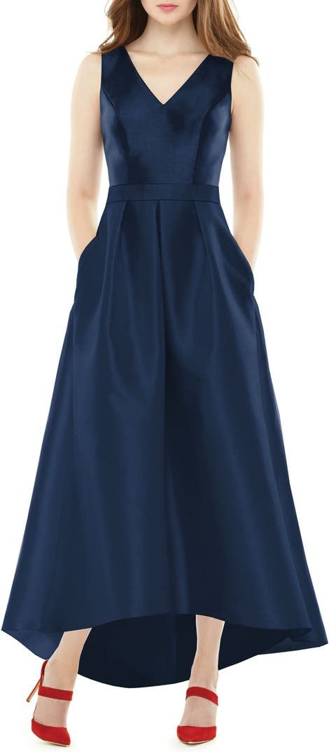 Alfred Sung Satin High/Low Gown | Nordstrom Alfred Sung Bridesmaid Dresses, High Low Bridesmaid Dresses, High Low Gown, Alfred Sung, Bridesmaid Dressing Gowns, Elegant Bridesmaid Dresses, High Low Skirt, Dress Order, Gala Dresses