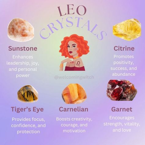 These crystals support Leo’s radiant personality, boosting their confidence, creativity, and leadership abilities while also providing grounding and emotional balance. . . . . . . . . . #witchlife #witchesofinstagram #moonmagick #witch #witchcraft #pagan #spiritual #Spirituality #witchytips #witchyaesthetic #babywitch #modernwitch #greenwitch #magickaltools #beginnerwitch #magickalsupplies #witchy #witchtok #witchyvibes #halloween #pagansofinstagram #witchessociety #witchesofig #welcomingwitc... Leadership Abilities, Baby Witch, Personal Success, Boost Creativity, Gemstone Meanings, Modern Witch, Crystal Magic, Emotional Balance, Astrology