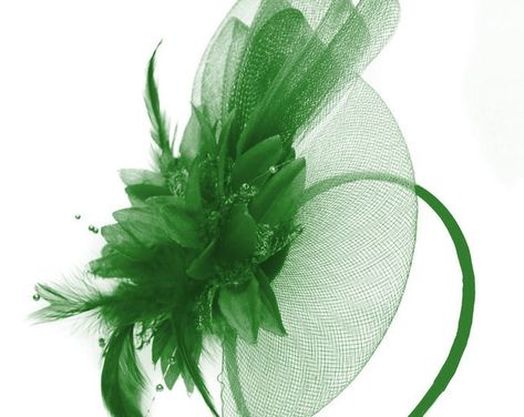 Jade Green Fascinator With Feathers Headpiece Feathers - Etsy Canada Burgundy Fascinator, Green Fascinator, Flower Veil, Feather Headpiece, Headband Wedding, Fascinator Headband, Floral Hat, Feather Fascinators, Wedding Fascinators