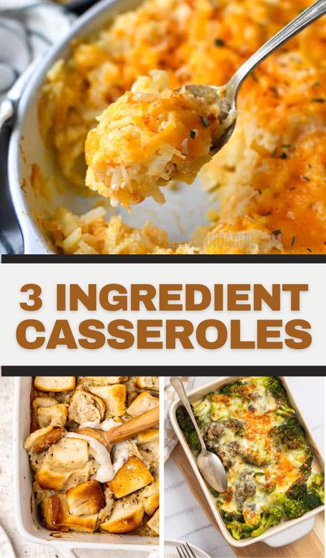 3 Ingredient Casserole Recipes are the perfect side dish recipes or even main meals! All taste like hearty dishes that are loaded full of goodness! Random Ingredients Recipes, Easy Few Ingredient Casserole, 1 Person Casserole, 3 Ingredient Potato Recipes, Dinner On A Budget For Two, Easy Ingredient Dinner, Easiest Casserole Recipes, 4 Ingredient Meals Easy Dinners, 2 Person Casserole