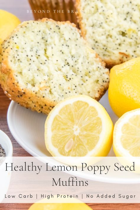 Healthy Lemon Poppy Seed Muffins (Low Carb, High Protein, No Added Sugar) — Beyond the Brambleberry Lemon Poppy Seed Muffins Healthy, Mediterranean Diet Recipes Breakfast, Mediterranean Diet Snacks, Mediterranean Diet Breakfast, Mediterranean Recipes Healthy, Lemon Poppy Seed Muffins, Recipes Mediterranean, Mediterranean Diet Recipes Dinners, Low Carb High Protein