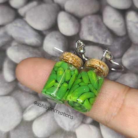 Silly Earrings, Jar Earrings, Crazy Earrings, Hanging Earring, Pickle Jar, Weird Jewelry, Cream Earrings, Pickle Jars, Food Earrings