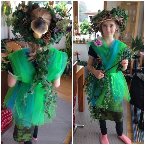 Forest Costume Ideas, Mother Nature Costume Diy, Diy Karneval, Forest Fairy Costume, Mother Nature Costume, Fancy Dress Costumes Kids, Fairy Costume Diy, Eve Costume, Forest Dress