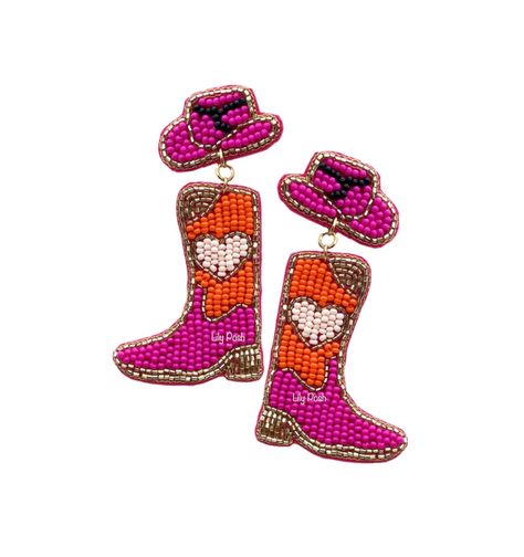 Excited to share the latest addition to my #etsy shop: NEW! Pink Cowboy Boots Seed Bead Earrings, Western Boots Earring, Boho Earring, Rodeo, Western Jewelry, Gift for Her https://etsy.me/3F4Z6wZ #gold #bacheloretteparty #southwestern #pink #unisexadults #pushback #boh Cowboy Top, Boot Art, Cowboy Accessories, Boot Earrings, Pink Cowboy Boots, Tiger Earrings, Earrings Western, Pink Cowboy, Beaded Shirt