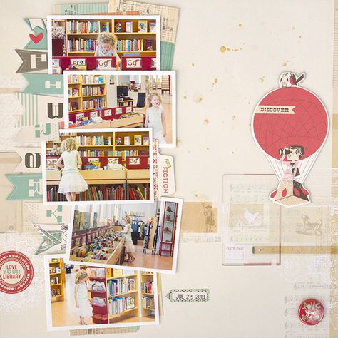 Alex Gadji - {heart} Library Library Layout, Picture Layout, October Afternoon, Multi Picture, School Scrapbook, Kids Scrapbook, Photo Layouts, Sketch Inspiration, Kids Books