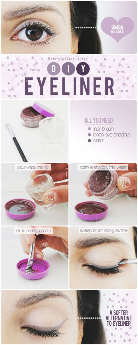 If you don't want to buy a new colored liner, make use of eye shadow you already have. Diy Eyeliner, Face Hacks, Fixing Makeup, Tutorial Eyeliner, Makeup 101, Diy Kosmetik, Loose Pigments, Diy Products, Girl Code