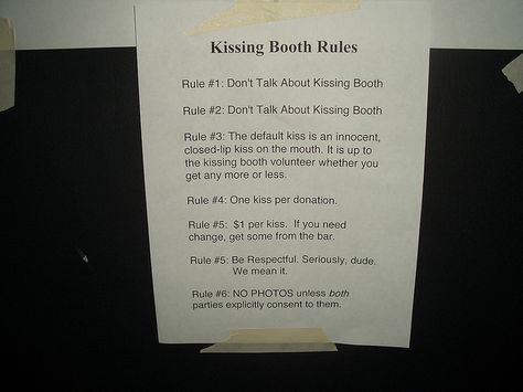 kissing booth rules by bageler, via Flickr Kissing Booth Rules Of Friendship, Kissing Booth Rules Of Friendship List, The Kissing Booth Rules List, Kissing Booth Rules, Friendship Rules, The Kissing Booth, Rules Quotes, Cheer Poses, Skeleton Hand Tattoo