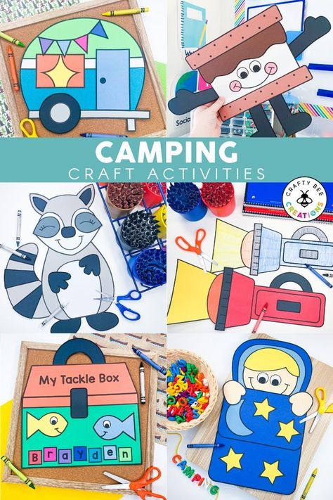 Must-Try Camping Crafts for Toddlers: Simple and Fun Projects Camping Week Preschool Crafts, Camping Spree With Mr Magee Craft, Camping Crafts For Kindergarten, Camping Theme Preschool Crafts Art Projects, Camper Crafts For Kids, Camp Theme Crafts, Tent Craft Preschool, Camping Projects For Preschool, Camping Week Preschool