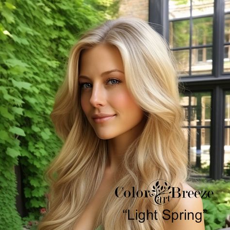 Light Spring Hair Color, Spring Hair Color Ideas, Colour Analysis, Spring Hair Color, Spring Hair, Blonde Woman, Haircut And Color, Long Blonde, Light Spring