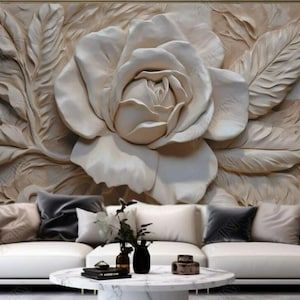 Plaster Wallpaper, Mural Home, Floor Wallpaper, Photo Mural, Flowers Wall, Retro Wallpaper, Wallpaper Wall, Rose Flowers, Wall Mural