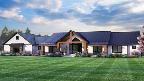 Sq. Ft.: 2,489 | Bedrooms: 3 | Bathrooms: 2.5 Mountain Ranch House Plans, Barndo Ideas, Ideal House, Mountain Ranch, Lake Front, Ranch House Plan, Ranch Style House Plans, Mountain House Plans, Backyard Office